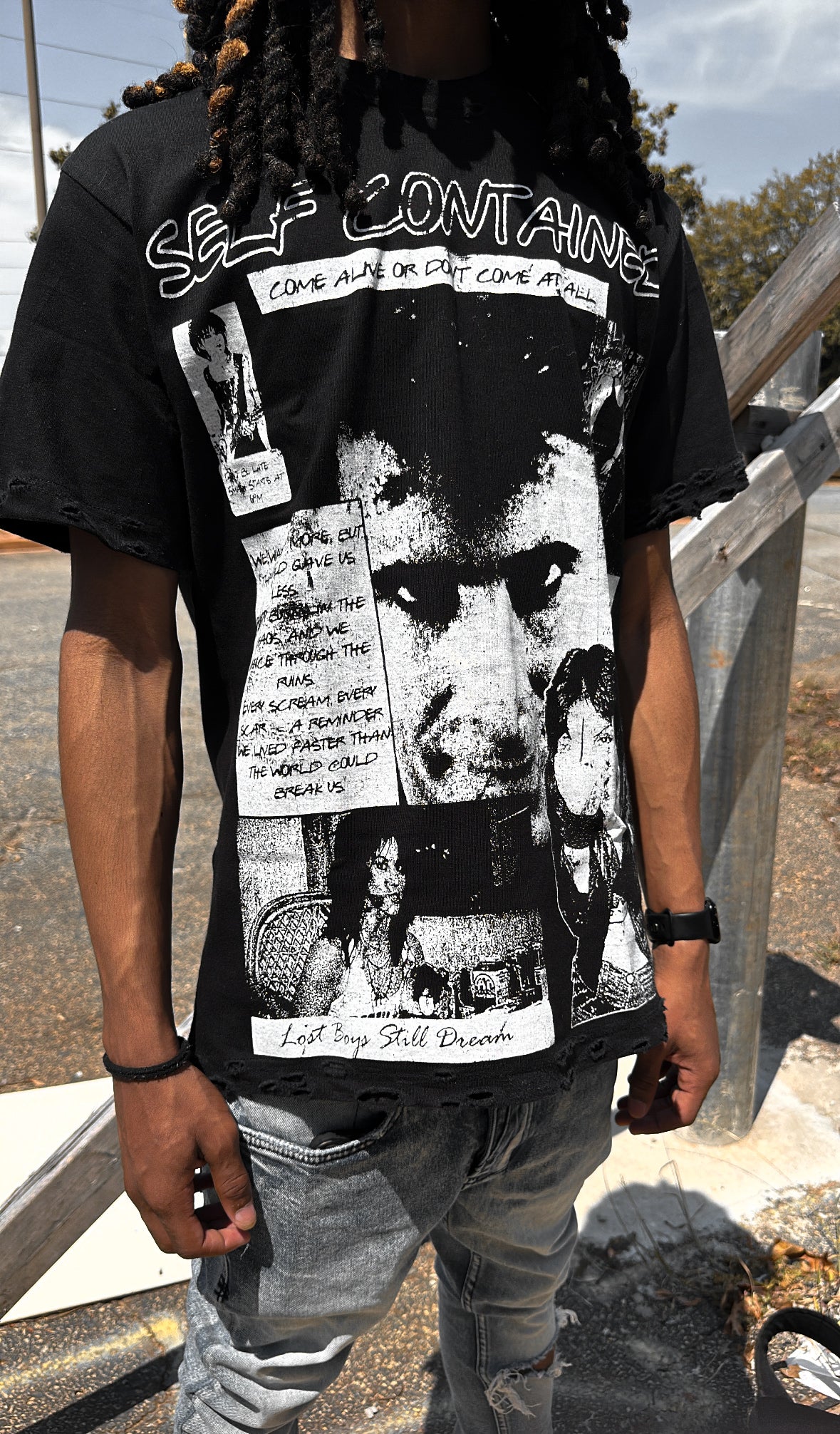 Lost boys distressed tee (On hand Premade)