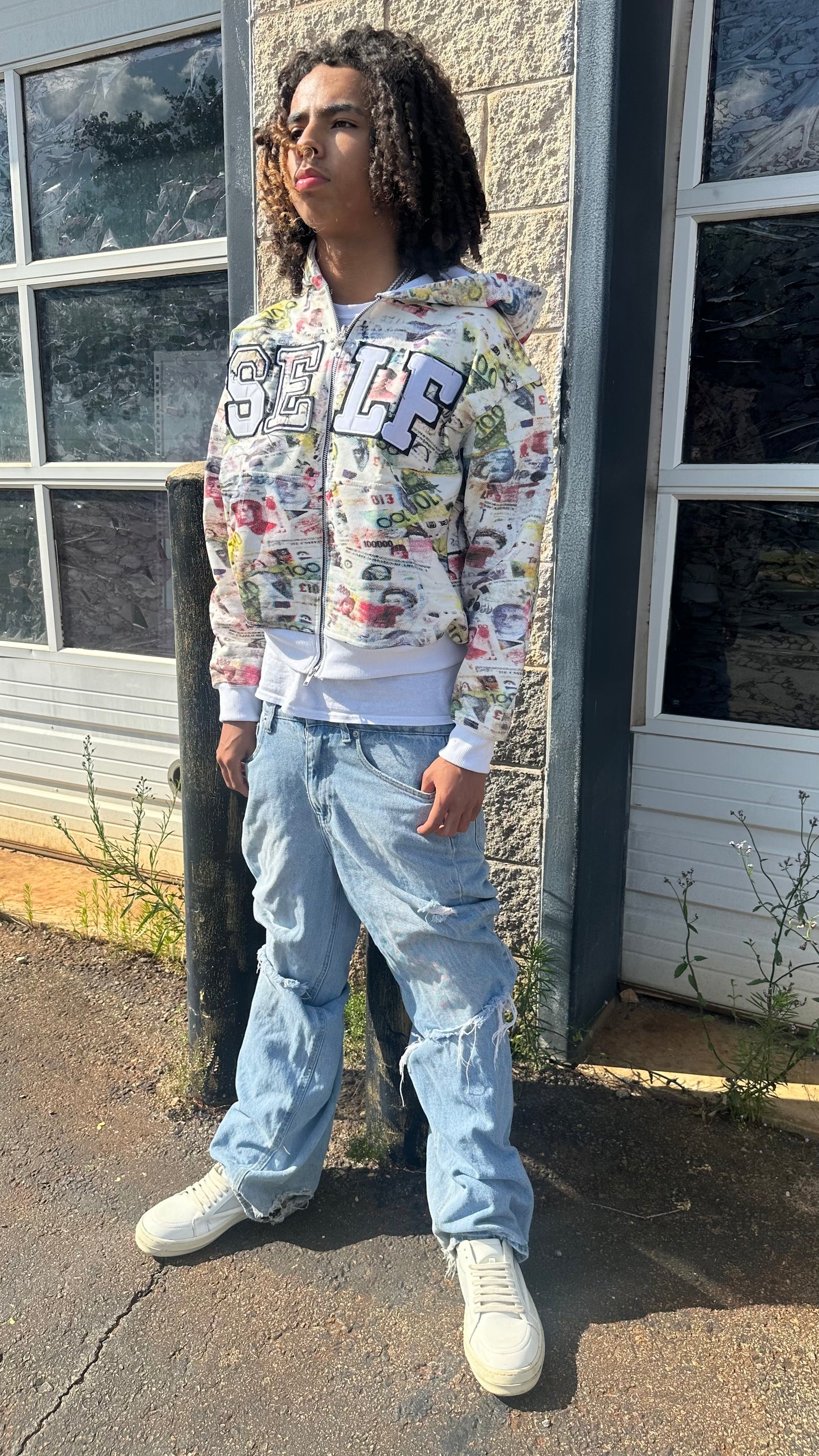Foreign Money Zip Up White