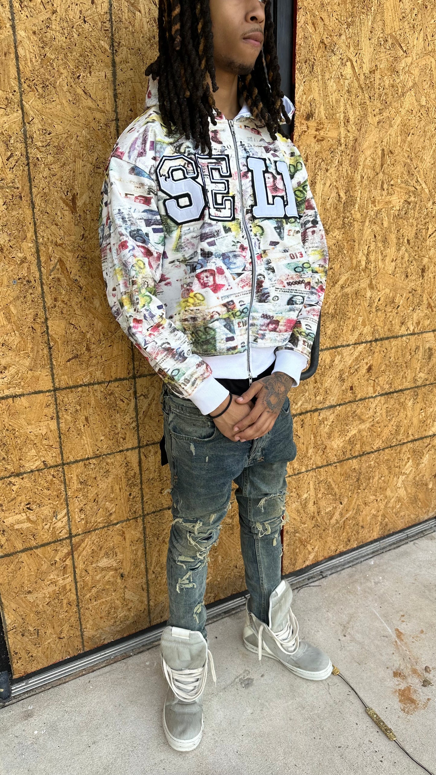 Foreign Money Zip Up White