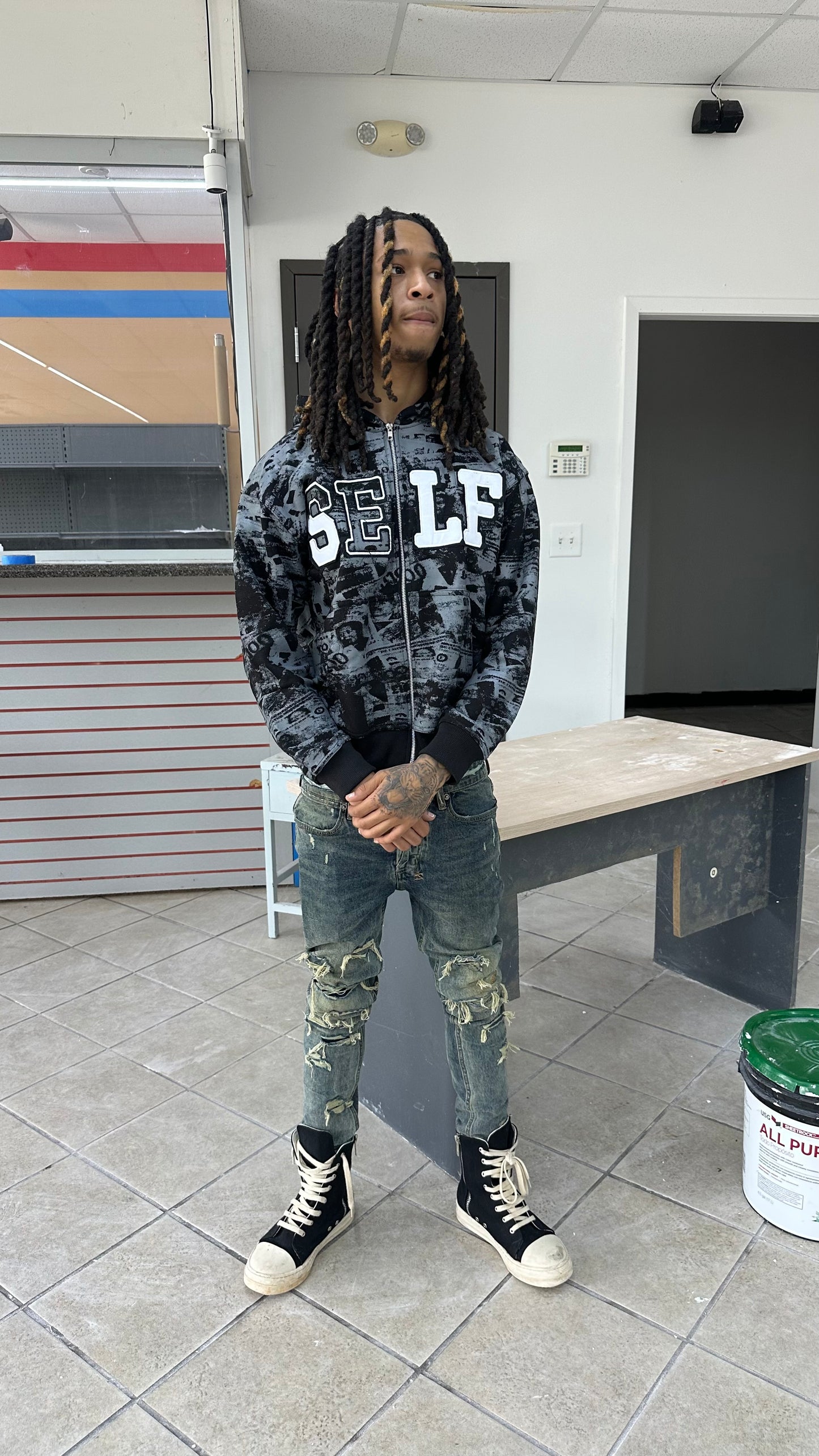 Foreign Money Zip Up Black