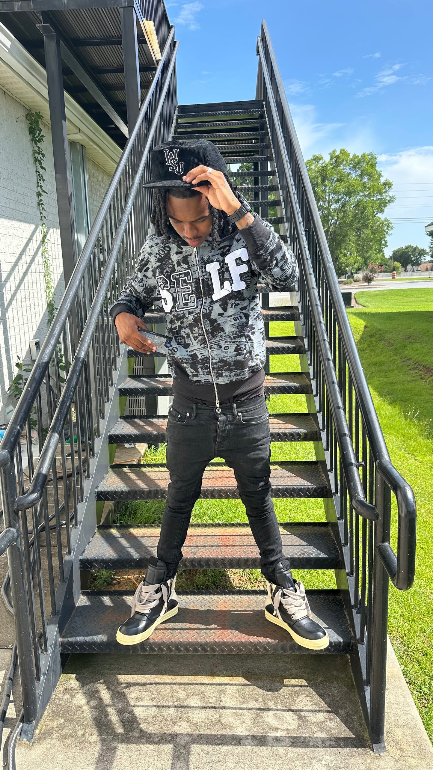 Foreign Money Zip Up Black